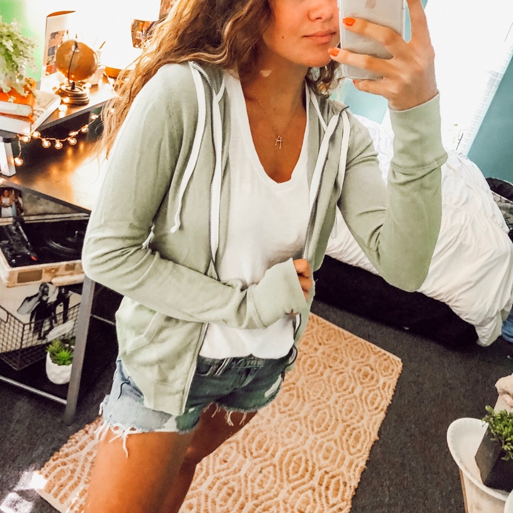 olive green comfy zip jacket